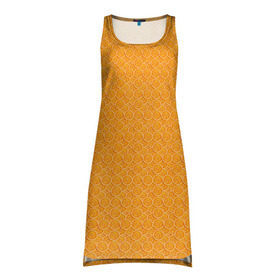 Платье-майка 3D с принтом Текстура апельсин в Кировске, 100% полиэстер | полуприлегающий силуэт, широкие бретели, круглый вырез горловины, удлиненный подол сзади. | orange | апельсин | еда | мода | стиль | текстура