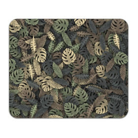 Коврик прямоугольный с принтом Тропический камуфляж в Кировске, натуральный каучук | размер 230 х 185 мм; запечатка лицевой стороны | джунгли | камуфляж | листья | милитари | монстера | пальма | природа