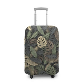 Чехол для чемодана 3D с принтом Тропический камуфляж в Кировске, 86% полиэфир, 14% спандекс | двустороннее нанесение принта, прорези для ручек и колес | джунгли | камуфляж | листья | милитари | монстера | пальма | природа