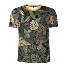 Мужская футболка 3D спортивная с принтом Тропический камуфляж в Кировске, 100% полиэстер с улучшенными характеристиками | приталенный силуэт, круглая горловина, широкие плечи, сужается к линии бедра | джунгли | камуфляж | листья | милитари | монстера | пальма | природа