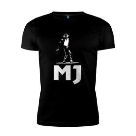 Мужская футболка премиум с принтом Майкл Джексон в Кировске, 92% хлопок, 8% лайкра | приталенный силуэт, круглый вырез ворота, длина до линии бедра, короткий рукав | Тематика изображения на принте: michael jackson | mj | король | майкл джексон | поп музыка
