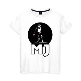 Женская футболка хлопок с принтом Майкл Джексон в Кировске, 100% хлопок | прямой крой, круглый вырез горловины, длина до линии бедер, слегка спущенное плечо | michael jackson | mj | король | майкл джексон | поп музыка