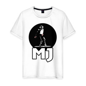 Мужская футболка хлопок с принтом Майкл Джексон в Кировске, 100% хлопок | прямой крой, круглый вырез горловины, длина до линии бедер, слегка спущенное плечо. | michael jackson | mj | король | майкл джексон | поп музыка