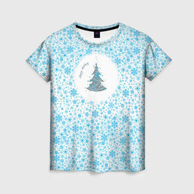 Женская футболка 3D с принтом Happy Holidays в Кировске, 100% полиэфир ( синтетическое хлопкоподобное полотно) | прямой крой, круглый вырез горловины, длина до линии бедер | 
