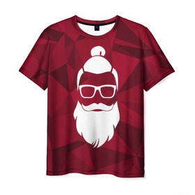 Мужская футболка 3D с принтом Санта хипстер в Кировске, 100% полиэфир | прямой крой, круглый вырез горловины, длина до линии бедер | 2017 | борода | дед мороз | новый год | подарок на новый год | санта | санта хипстер | снег | снежинки | хипстер