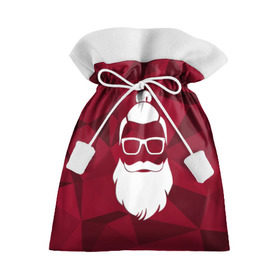 Подарочный 3D мешок с принтом Санта хипстер в Кировске, 100% полиэстер | Размер: 29*39 см | Тематика изображения на принте: 2017 | борода | дед мороз | новый год | подарок на новый год | санта | санта хипстер | снег | снежинки | хипстер