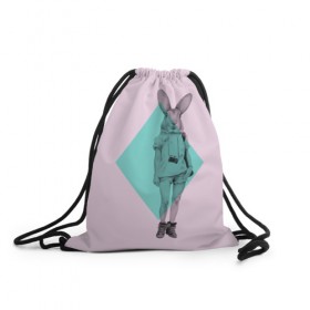 Рюкзак-мешок 3D с принтом Pink Rabbit в Кировске, 100% полиэстер | плотность ткани — 200 г/м2, размер — 35 х 45 см; лямки — толстые шнурки, застежка на шнуровке, без карманов и подкладки | hipster | rabbit | swag | кролик | хипстер