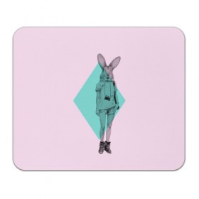 Коврик прямоугольный с принтом Pink Rabbit в Кировске, натуральный каучук | размер 230 х 185 мм; запечатка лицевой стороны | hipster | rabbit | swag | кролик | хипстер