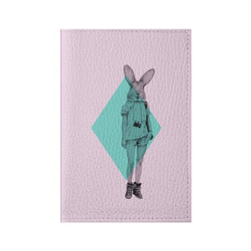 Обложка для паспорта матовая кожа с принтом Pink Rabbit в Кировске, натуральная матовая кожа | размер 19,3 х 13,7 см; прозрачные пластиковые крепления | Тематика изображения на принте: hipster | rabbit | swag | кролик | хипстер