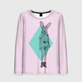 Женский лонгслив 3D с принтом Pink Rabbit в Кировске, 100% полиэстер | длинные рукава, круглый вырез горловины, полуприлегающий силуэт | hipster | rabbit | swag | кролик | хипстер