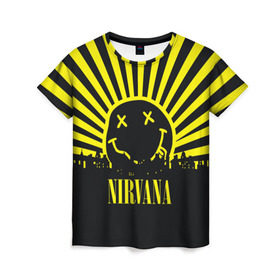 Женская футболка 3D с принтом Nirvana в Кировске, 100% полиэфир ( синтетическое хлопкоподобное полотно) | прямой крой, круглый вырез горловины, длина до линии бедер | cobain | kurt | кобейн | курт | нирвана