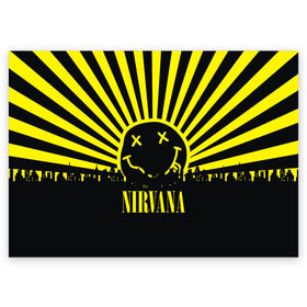 Поздравительная открытка с принтом Nirvana в Кировске, 100% бумага | плотность бумаги 280 г/м2, матовая, на обратной стороне линовка и место для марки
 | Тематика изображения на принте: cobain | kurt | кобейн | курт | нирвана