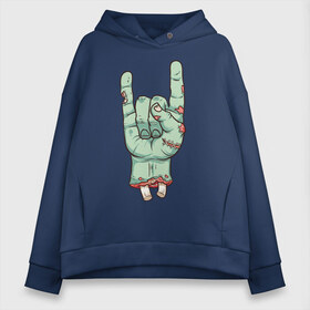 Женское худи Oversize хлопок с принтом Zombie Rock Hand в Кировске, френч-терри — 70% хлопок, 30% полиэстер. Мягкий теплый начес внутри —100% хлопок | боковые карманы, эластичные манжеты и нижняя кромка, капюшон на магнитной кнопке | halloween | zombie | zombie hand | зомби | хэллоуин