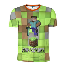 Мужская футболка 3D спортивная с принтом Minecraft в Кировске, 100% полиэстер с улучшенными характеристиками | приталенный силуэт, круглая горловина, широкие плечи, сужается к линии бедра | майнкрафт