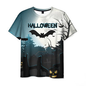 Мужская футболка 3D с принтом Летучая мышь в Кировске, 100% полиэфир | прямой крой, круглый вырез горловины, длина до линии бедер | halloween | виселица | летучая мышь | праздник | привидение | тыква | хэллоуин