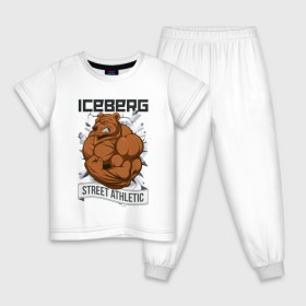 Детская пижама хлопок с принтом Bear | Iceberg в Кировске, 100% хлопок |  брюки и футболка прямого кроя, без карманов, на брюках мягкая резинка на поясе и по низу штанин
 | Тематика изображения на принте: animals | iceberg | icebergstyle | youtube