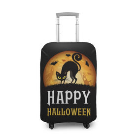 Чехол для чемодана 3D с принтом Чёрный кот в Кировске, 86% полиэфир, 14% спандекс | двустороннее нанесение принта, прорези для ручек и колес | halloween | ведьма | кошка | праздник | привидение | тыква | хэллоуин