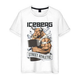 Мужская футболка хлопок с принтом Bull 3 | Iceberg в Кировске, 100% хлопок | прямой крой, круглый вырез горловины, длина до линии бедер, слегка спущенное плечо. | animals | iceberg | icebergstyle | youtube