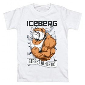 Мужская футболка хлопок с принтом Dog 2 | Iceberg в Кировске, 100% хлопок | прямой крой, круглый вырез горловины, длина до линии бедер, слегка спущенное плечо. | animals | iceberg | icebergstyle | youtube