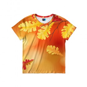 Детская футболка 3D с принтом Осень в Кировске, 100% гипоаллергенный полиэфир | прямой крой, круглый вырез горловины, длина до линии бедер, чуть спущенное плечо, ткань немного тянется | Тематика изображения на принте: ветви | ветка | дерево | дуб | листок | листья | природа