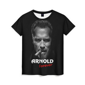 Женская футболка 3D с принтом Arnold forever в Кировске, 100% полиэфир ( синтетическое хлопкоподобное полотно) | прямой крой, круглый вырез горловины, длина до линии бедер | актёр | арнольд шварценеггер | боевик | звезда | киногерой | супергерой | терминатор
