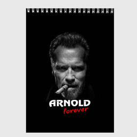 Скетчбук с принтом Arnold forever в Кировске, 100% бумага
 | 48 листов, плотность листов — 100 г/м2, плотность картонной обложки — 250 г/м2. Листы скреплены сверху удобной пружинной спиралью | актёр | арнольд шварценеггер | боевик | звезда | киногерой | супергерой | терминатор