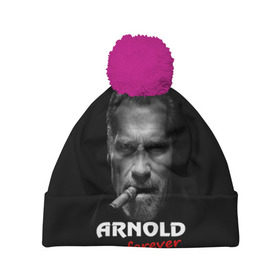 Шапка 3D c помпоном с принтом Arnold forever в Кировске, 100% полиэстер | универсальный размер, печать по всей поверхности изделия | актёр | арнольд шварценеггер | боевик | звезда | киногерой | супергерой | терминатор