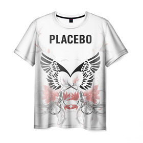 Мужская футболка 3D с принтом Placebo в Кировске, 100% полиэфир | прямой крой, круглый вырез горловины, длина до линии бедер | Тематика изображения на принте: lacebo |  брайан молко | альтернатива. | пласибо | плацебо | плэйсебо | плэсибо | рок