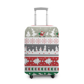 Чехол для чемодана 3D с принтом Новогодний орнамент в Кировске, 86% полиэфир, 14% спандекс | двустороннее нанесение принта, прорези для ручек и колес | дед мороз | елка | новогодний орнамент | подарок на новый год | праздник | снеговик | снежинки