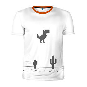 Мужская футболка 3D спортивная с принтом T-rex game в Кировске, 100% полиэстер с улучшенными характеристиками | приталенный силуэт, круглая горловина, широкие плечи, сужается к линии бедра | chrome | google | гугл | хром