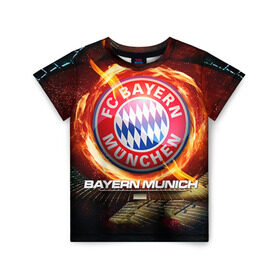 Детская футболка 3D с принтом Bayern в Кировске, 100% гипоаллергенный полиэфир | прямой крой, круглый вырез горловины, длина до линии бедер, чуть спущенное плечо, ткань немного тянется | bayern | football | бавария | бундеслига | немецкий чемпионат | футбол