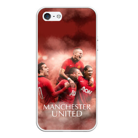 Чехол для iPhone 5/5S матовый с принтом Manchester United в Кировске, Силикон | Область печати: задняя сторона чехла, без боковых панелей | manchester united