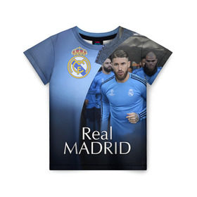 Детская футболка 3D с принтом Real Madrid в Кировске, 100% гипоаллергенный полиэфир | прямой крой, круглый вырез горловины, длина до линии бедер, чуть спущенное плечо, ткань немного тянется | real madrid