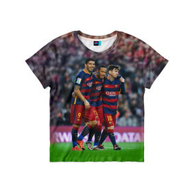 Детская футболка 3D с принтом Barcelona5 в Кировске, 100% гипоаллергенный полиэфир | прямой крой, круглый вырез горловины, длина до линии бедер, чуть спущенное плечо, ткань немного тянется | barcelona | football | барса | барселона | примера | футбол | чемпионат испании