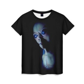 Женская футболка 3D с принтом Галактический обитатель в Кировске, 100% полиэфир ( синтетическое хлопкоподобное полотно) | прямой крой, круглый вырез горловины, длина до линии бедер | галактика | звезды | инопланетянин | космос | нло | новинки