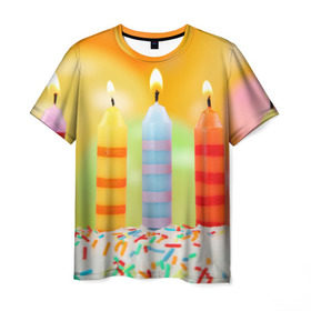 Мужская футболка 3D с принтом Цвета радости в Кировске, 100% полиэфир | прямой крой, круглый вырез горловины, длина до линии бедер | арт | новинки | огонь | подарок | радуга | яркие