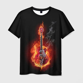 Мужская футболка 3D с принтом Огония страсти в Кировске, 100% полиэфир | прямой крой, круглый вырез горловины, длина до линии бедер | ад | арт | дым | музыка | новинки | огонь | пламя | популярные | энергия | яркие