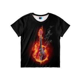 Детская футболка 3D с принтом Огония страсти в Кировске, 100% гипоаллергенный полиэфир | прямой крой, круглый вырез горловины, длина до линии бедер, чуть спущенное плечо, ткань немного тянется | ад | арт | дым | музыка | новинки | огонь | пламя | популярные | энергия | яркие