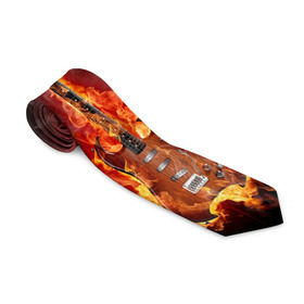 Галстук 3D с принтом Адская гитара в Кировске, 100% полиэстер | Длина 148 см; Плотность 150-180 г/м2 | Тематика изображения на принте: ад | арт | дым | музыка | новинки | огонь | пламя | популярные | энергия | яркие