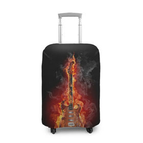 Чехол для чемодана 3D с принтом Адская гитара в Кировске, 86% полиэфир, 14% спандекс | двустороннее нанесение принта, прорези для ручек и колес | ад | арт | дым | музыка | новинки | огонь | пламя | популярные | энергия | яркие