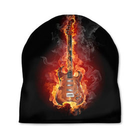 Шапка 3D с принтом Адская гитара в Кировске, 100% полиэстер | универсальный размер, печать по всей поверхности изделия | Тематика изображения на принте: ад | арт | дым | музыка | новинки | огонь | пламя | популярные | энергия | яркие
