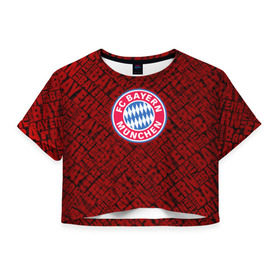 Женская футболка 3D укороченная с принтом Bayern munich в Кировске, 100% полиэстер | круглая горловина, длина футболки до линии талии, рукава с отворотами | bavaria | munchen | бавария | мюнхен