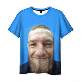 Мужская футболка 3D с принтом Mcgregor smile в Кировске, 100% полиэфир | прямой крой, круглый вырез горловины, длина до линии бедер | Тематика изображения на принте: conor | macgregor | макгрегор