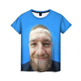 Женская футболка 3D с принтом Mcgregor smile в Кировске, 100% полиэфир ( синтетическое хлопкоподобное полотно) | прямой крой, круглый вырез горловины, длина до линии бедер | conor | macgregor | макгрегор