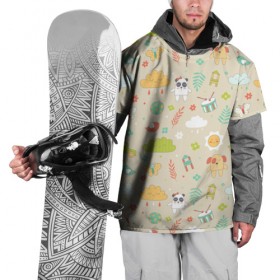 Накидка на куртку 3D с принтом Детский узор в Кировске, 100% полиэстер |  | Тематика изображения на принте: бабочка | панда | паттерн | светлый | щенок