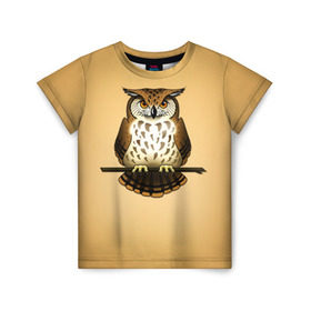 Детская футболка 3D с принтом Сова в Кировске, 100% гипоаллергенный полиэфир | прямой крой, круглый вырез горловины, длина до линии бедер, чуть спущенное плечо, ткань немного тянется | клюв | когти | пернатые | перья | природа | птица | сова