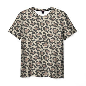 Мужская футболка 3D с принтом Шкура леопарда 3 в Кировске, 100% полиэфир | прямой крой, круглый вырез горловины, длина до линии бедер | Тематика изображения на принте: африка | дикие | животные | леопард