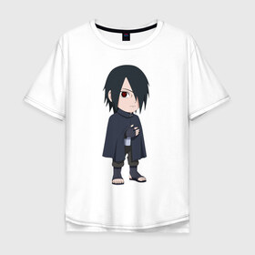 Мужская футболка хлопок Oversize с принтом Sasuke в Кировске, 100% хлопок | свободный крой, круглый ворот, “спинка” длиннее передней части | 