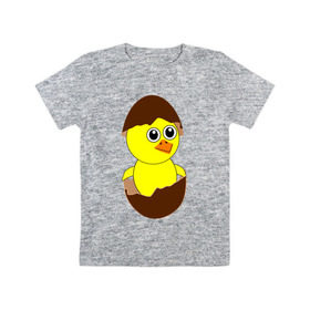 Детская футболка хлопок с принтом Киндер-сюрприз в Кировске, 100% хлопок | круглый вырез горловины, полуприлегающий силуэт, длина до линии бедер | глаза | клюв | крылья | пернатые | птенец | птица | шоколад