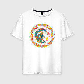 Женская футболка хлопок Oversize с принтом Китайский дракон в Кировске, 100% хлопок | свободный крой, круглый ворот, спущенный рукав, длина до линии бедер
 | восток | дракон | животные | тату | трайбл | фентези